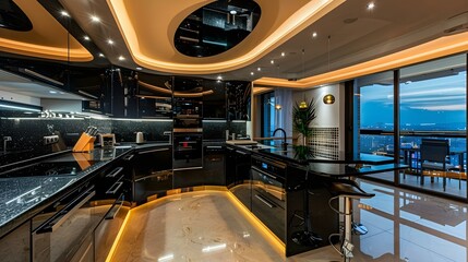 Wall Mural - Modern luxury penthouse kitchen interior