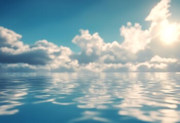 Wall Mural - scene blueskies horizon beauty blue astronomy beach day empty landscape natural cloudy water clouds cloud abstract sky illustration sunlight 3d reflected sea background