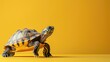 © kvladimirv - Close-up of a Cute Turtle against Vibrant Yellow Background