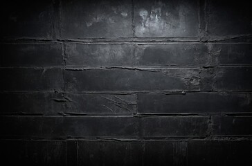 Canvas Print - Black brick wall with uneven texture creating dramatic and minimalist feel