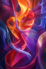 Wall Mural - A colorful, abstract painting of a fire with a blue, red, and yellow flame. The painting is full of bright colors and has a dreamy, ethereal quality