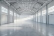 © kitipol - Empty modern white warehouse with a spacious interior and clean white background
