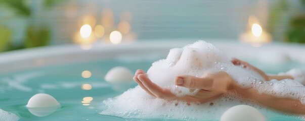 a person soaking in a hot bath to soothe muscle aches