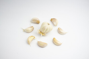 Single Garlic. isolated on white background.