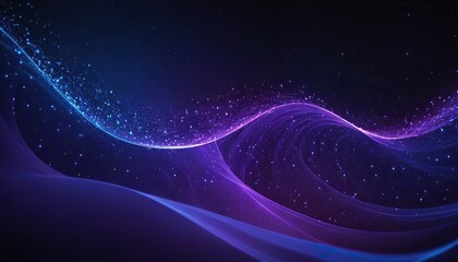 Wall Mural - purple and blue wave of dots and lines on dark blue background, digital technology concept with flowing particles for presentation or wallpaper design 153