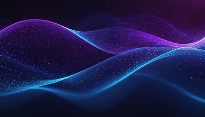 Wall Mural - Digital purple blue particles wave and light abstract background with shining dots and stars. abstract wallpaper art. backdrop concept 152