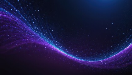 Wall Mural - Digital purple blue particles wave and light abstract background with shining dots and stars. abstract wallpaper art. backdrop concept 152