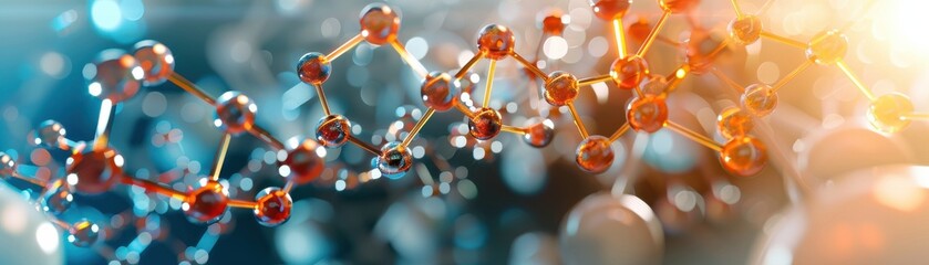 detailed 3d rendering of a molecular structure highlighting complex biochemical reactions in a scien