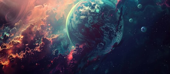 Canvas Print - Cosmic Landscape with a Giant Planet