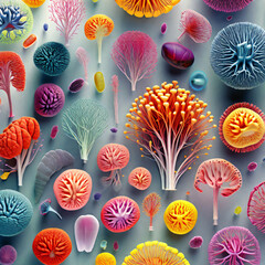 Wall Mural - An Enchanting Tapestry of Vividly Colored 3D Organic Structures