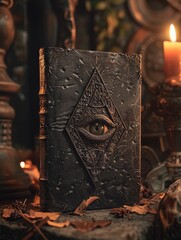 Wall Mural - Mystical occult book with eye symbol