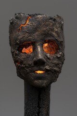 Poster - Burning charcoal briquette with glowing embers