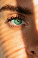 Poster - Closeup of a vibrant green eye with long lashes