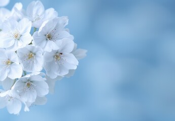 Sticker - Delicate white cherry blossoms against a serene blue sky