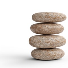 Canvas Print - Stacked zen stones on white background