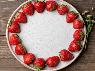 Poster - Delicious fresh strawberries on a white plate