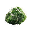 © Seksan - High-resolution image of a raw, uncut green crystal gemstone with a textured surface, isolated on a white background.