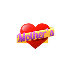 Sticker - Digital png illustration of heart with happy mother's day text on transparent background