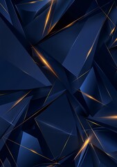 Wall Mural - Premium Luxurious Dark Blue Abstract Background Template with Opulent Triangle Pattern and Golden Illumination Lines Abstract
