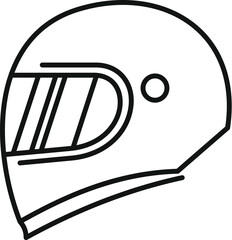 Sticker - Simple line drawing of a motorcycle helmet emphasizing its importance for head protection