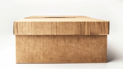 Canvas Print - Close up isolated brown box on white background