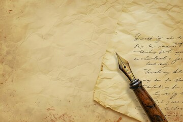 Illustration with a writing pen and a written letter.