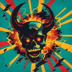 skull with horn vector