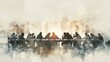 © Bargais - Watercolor painting of The Last Supper.