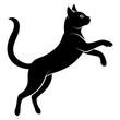© SrDesgin  - Silhouette of a cat jumping mid-air, legs extended, vector illustration