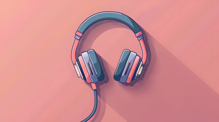 Baeutiful animation of colorful headphones with beautiful light color background..