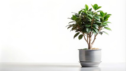 Poster - Ficus plant in a stylish pot isolated on white background, ficus, plant, pot, isolated, white background, indoor, decor