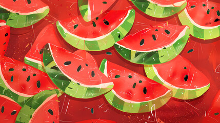 Poster - watermelon slices background