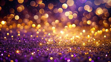 Sticker - Gorgeous purple violet and gold glitter bokeh background with a captivating shining texture , violet, gold, glitter