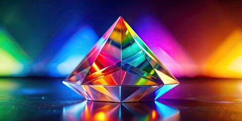 Wall Mural - Crystal prism reflecting vibrant colors, prism, crystal, colorful, vibrant, refraction, spectrum, glass, light