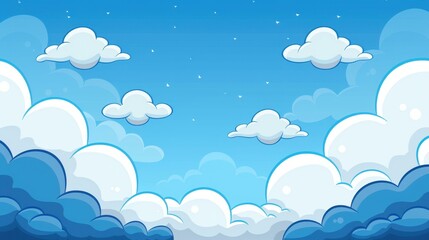 Poster - Bright blue sky with fluffy clouds background.