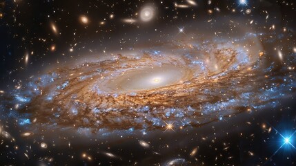 Wall Mural - the lens of a cosmic telescope captures a galaxy drifting in the ocean of space, its myriad stars li