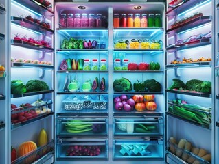 Wall Mural - Refrigerator is full of fruits and vegetables