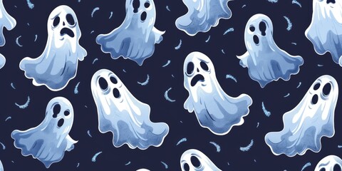 Sticker - Pattern of ghosts in blue and white