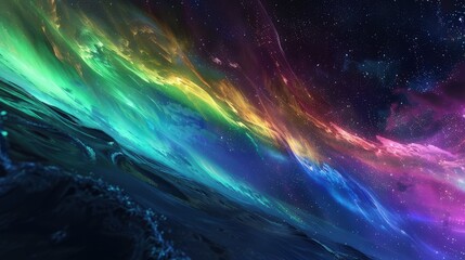 Wall Mural - The Northern Lights' ethereal colors melting into the deep blues of ocean depths.