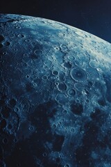 Wall Mural - blue planet with many craters on it