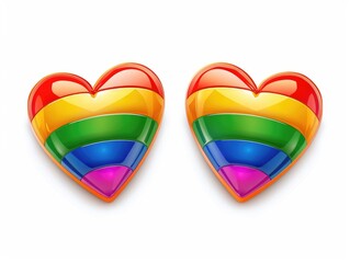 Poster - Two hearts with rainbow stripes on them