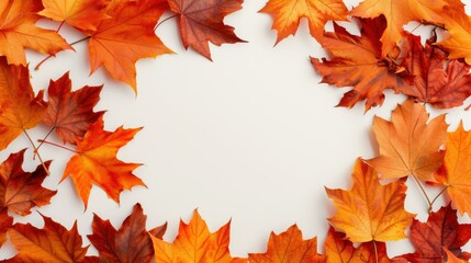 Canvas Print - Vibrant display of autumn leaves with empty area