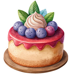 Wall Mural - cute cake watercolor illustration, generative AI