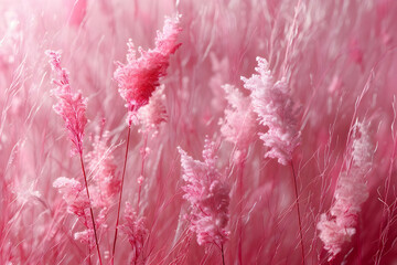 Wall Mural - Pink Grass Flowers Abstract Background Image