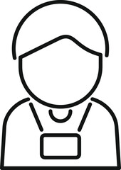 Poster - Simple black and white line drawing of a person wearing an id card on a lanyard