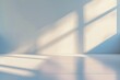© Aditya - Minimalistic abstract light pearl color background for product presentation. Incident light from the window on the wall and floor