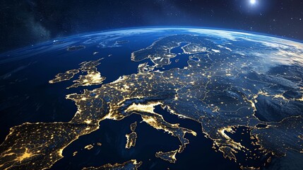 a view from space on europe continent planet earth from satellite view