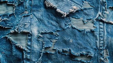 Sticker - Texture of ripped blue jeans