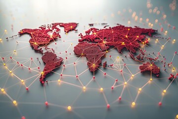 Wall Mural - a red and yellow globe with a network of lines connecting it