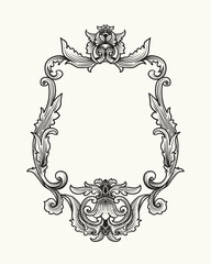 Sticker - Vintage baroque frame with decorative ornaments
